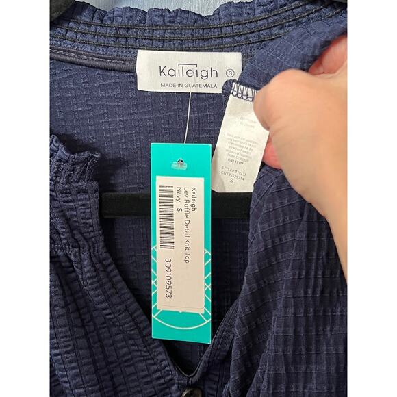 Kaileigh (S) Lev Ruffle Detail Knit Top - Stitch Fix V-Neck Button Front - Picture 7 of 13